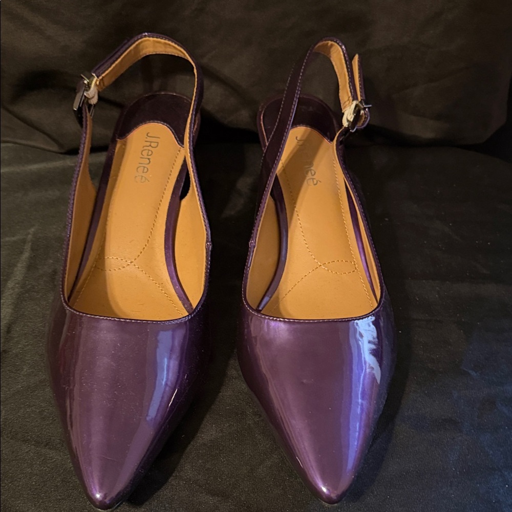 J.Renee Purple Patent Slingback Flats 13W